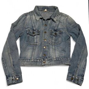 Y2K Cropped Denim Jacket Fitted Blue Jean Jacket Vintage Style